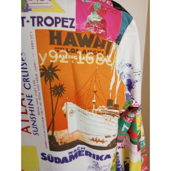 NWOT Button Down Blouse with Travel Destinations / Size Medium - Picture 8 of 11